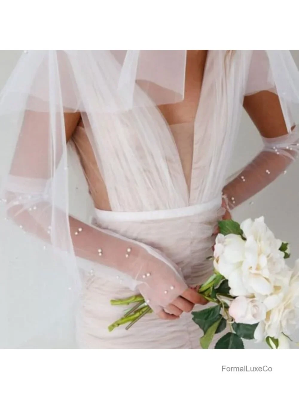 Rhinestones Fingerless Long Gloves Tulle Elbow Length Opera Prom Halloween